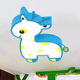 Cartoon Deer Flush Ceiling Light: Acrylic Fixture For Kids Bedroom Blue / White