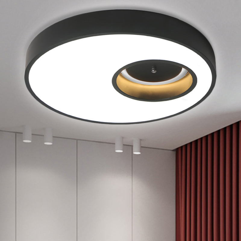 Contemporary Black/White Round Ceiling Flush Light 18/23.5 Wide - Led Acrylic Lighting For