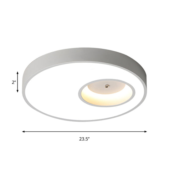 Contemporary Black/White Round Ceiling Flush Light 18’/23.5’ Wide - Led Acrylic Lighting For