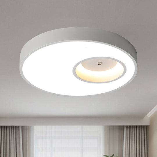 Contemporary Black/White Round Ceiling Flush Light 18’/23.5’ Wide - Led Acrylic Lighting For