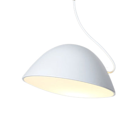 Contemporary Black/White Dome Pendant Light - Stylish Metal Suspension For Dining Room