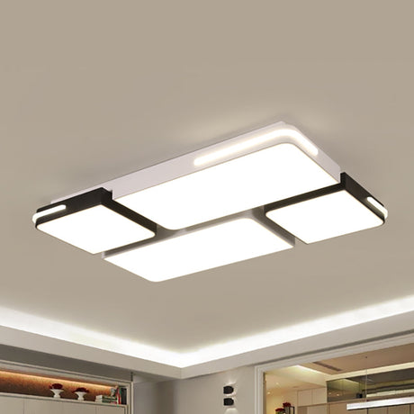 Contemporary Square/Rectangle Acrylic Flush Pendant Light - Led White Mount Lighting (21.5/37.5