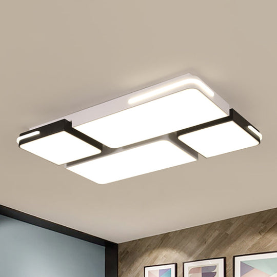 Contemporary Square/Rectangle Acrylic Flush Pendant Light - Led White Mount Lighting