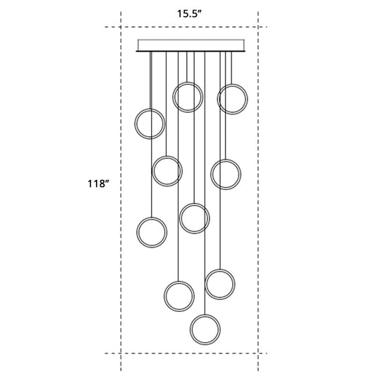 Golden Led Suspension Pendant Light - Sleek Metallic Halo Design For Stairways