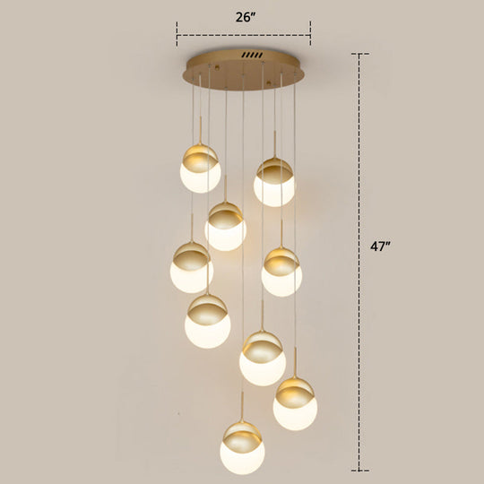 Gold Finish Led Hanging Light For Restaurants - Disc Shaped Acrylic Cluster Pendant Postmodern