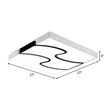 Modernist Style Led Flush Mount Lighting In White - 16.5/27 Width For Living Room