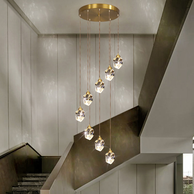 Minimalistic Gold Spiral Cluster Pendant Light For Living Room