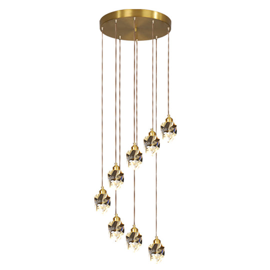 Minimalistic Gold Spiral Cluster Pendant Light For Living Room
