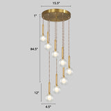 Minimalist Gold Spiral Pendant Light For Living Room Metal Suspension Lamp 8 / Double Glass