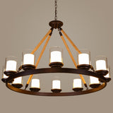 Farmhouse Clear Glass Cylindrical Suspension Lamp With Rope Arm 12 / Cream