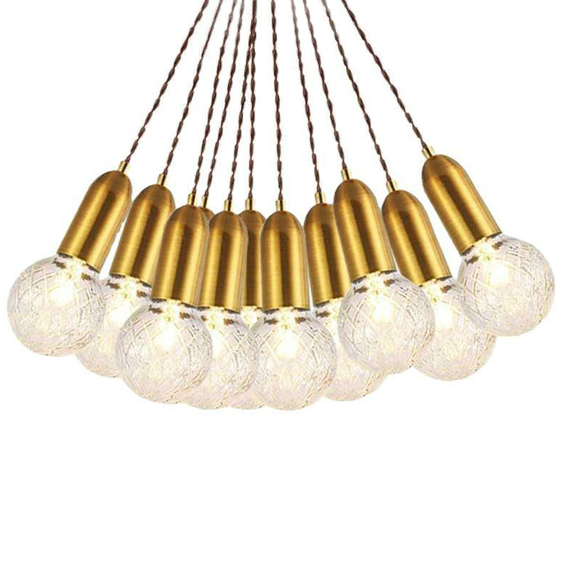 Nordic Brass Pendant Lamp With Lattice Glass Bulb Shape - 1-Light Ceiling Fixture For Restaurants