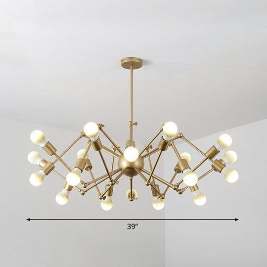 Nordic Swing Arm Pendant Chandelier With Open Bulb Design 20 / Gold