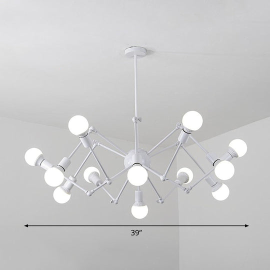 Nordic Swing Arm Pendant Chandelier With Open Bulb Design 12 / White
