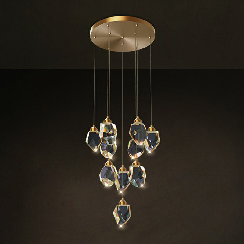 Gleaming Led Multi-Pendant Suspension Lighting For Dining Room Clear