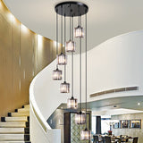 Modern Shaded Glass Multi Light Pendant Ceiling Lamp For Living Room