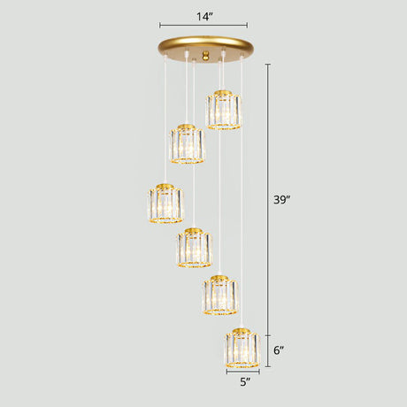 Modern Shaded Glass Multi Light Pendant Ceiling Lamp For Living Room 6 / Gold