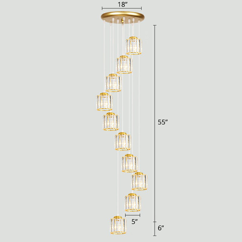 Modern Shaded Glass Multi Light Pendant Ceiling Lamp For Living Room 10 / Gold