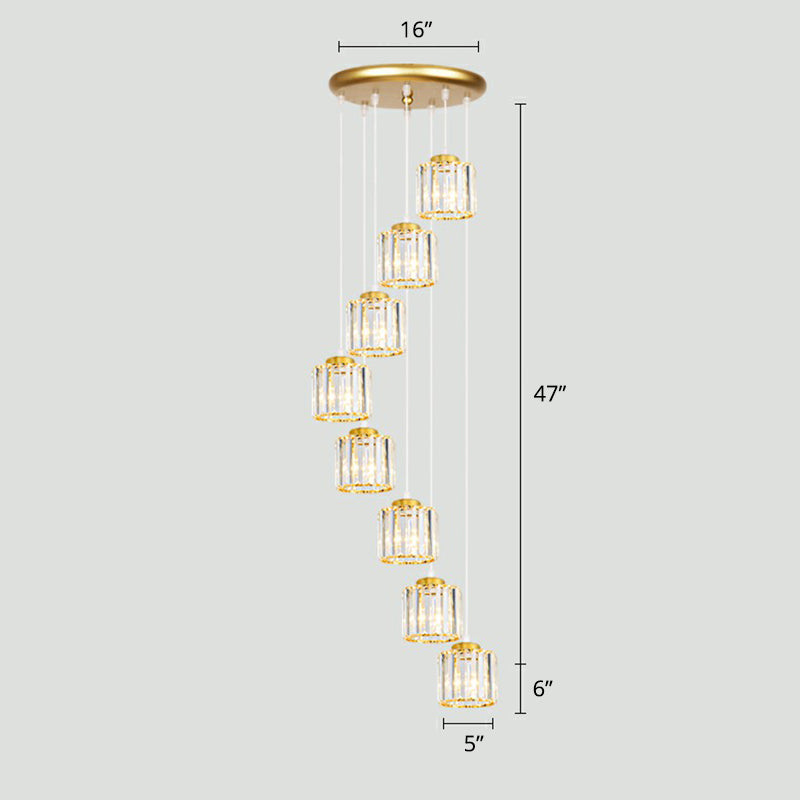 Modern Shaded Glass Multi-Light Pendant For Living Room Ceiling 8 / Gold