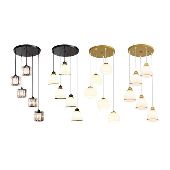 Modern Shaded Glass Multi Light Pendant Ceiling Lamp For Living Room