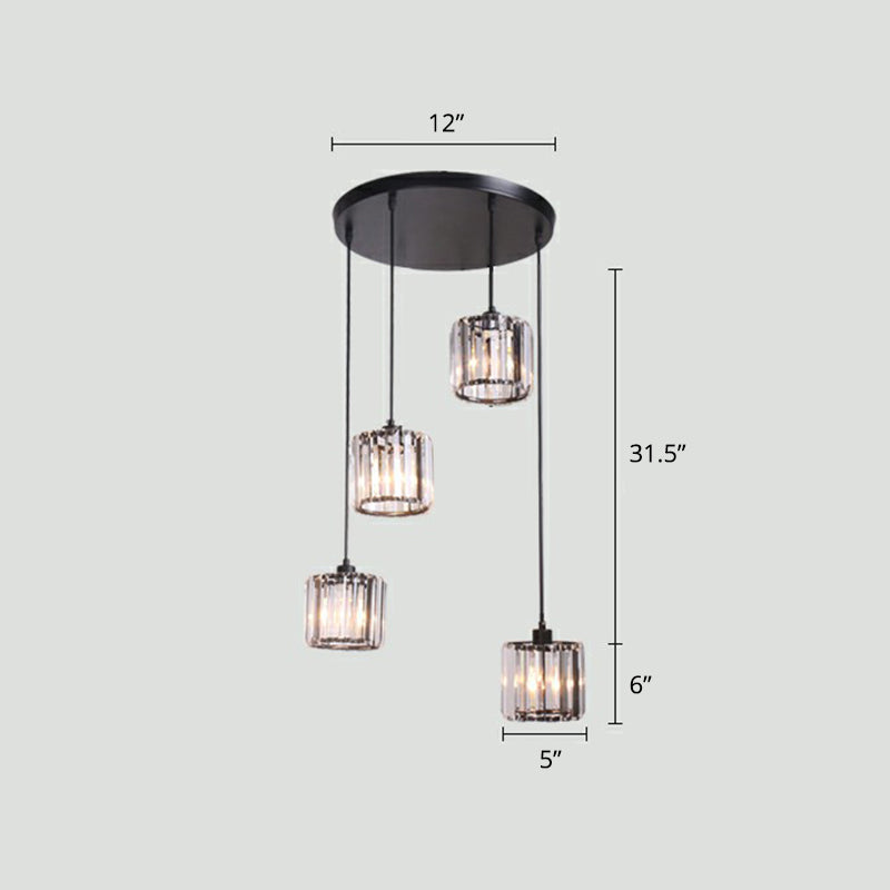 Modern Shaded Glass Multi Light Pendant Ceiling Lamp For Living Room 4 / Black