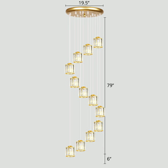 Modern Shaded Glass Multi Light Pendant Ceiling Lamp For Living Room 12 / Gold