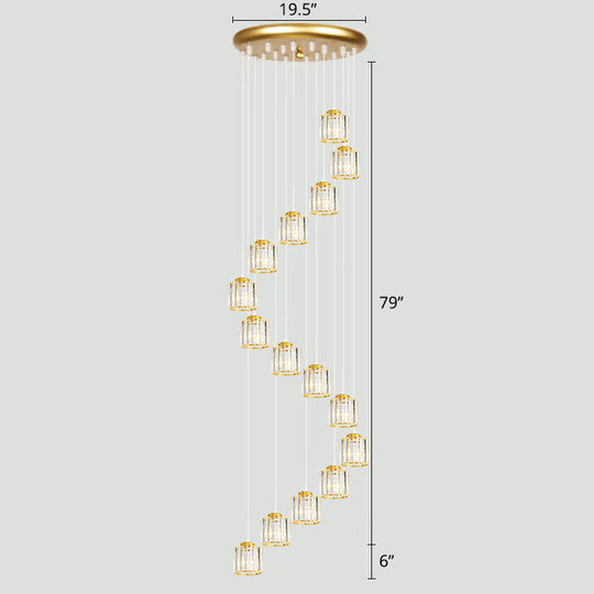 Modern Shaded Glass Multi-Light Pendant For Living Room Ceiling 15 / Gold