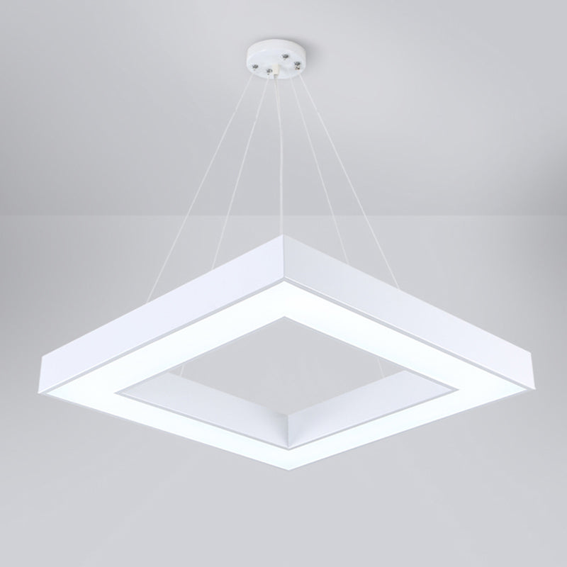 Minimalistic Led Hanging Ceiling Light: Square Chandelier Lighting For Office With Acrylic Shade