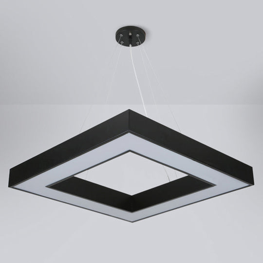 Minimalistic Led Hanging Ceiling Light: Square Chandelier Lighting For Office With Acrylic Shade