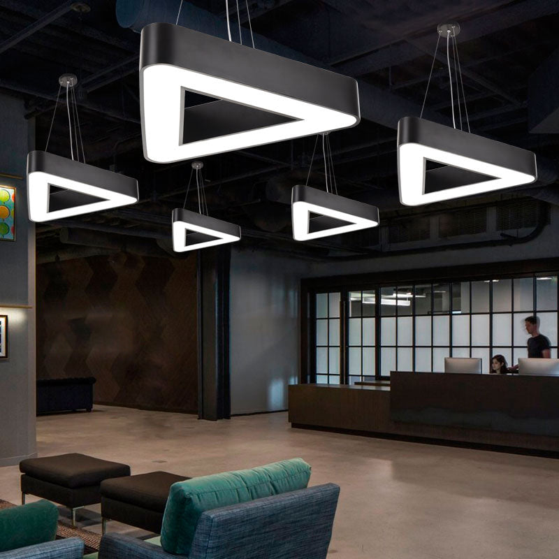 Sleek Acrylic Led Triangle Chandelier For Office - Modern Ceiling Suspension Lamp