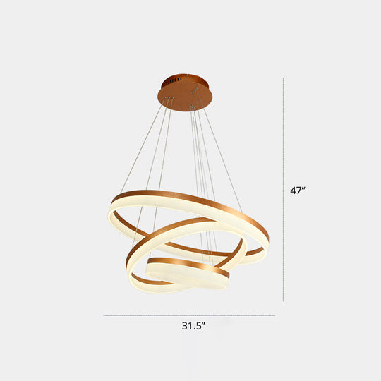 Gold Finish Led Acrylic Loop Ceiling Chandelier - Simple Style & Hanging Light For Dining Room 3 /