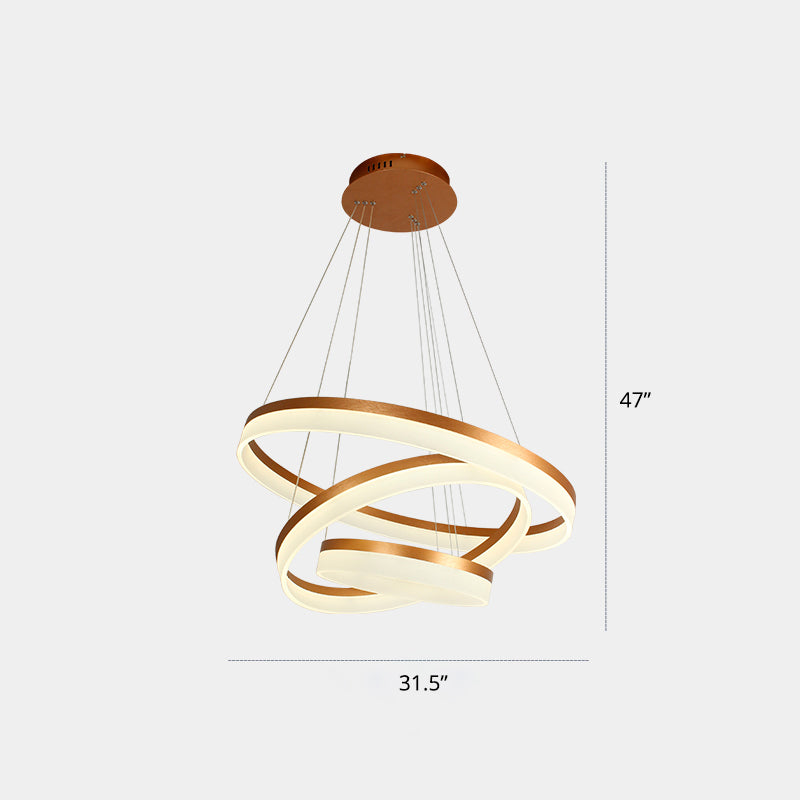 Gold Finish Led Acrylic Loop Ceiling Chandelier - Simple Style & Hanging Light For Dining Room 3 /