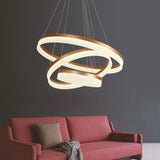 Gold Finish Led Acrylic Loop Ceiling Chandelier - Simple Style & Hanging Light For Dining Room