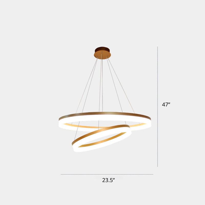 Gold Finish Led Acrylic Loop Ceiling Chandelier - Simple Style & Hanging Light For Dining Room 2 /