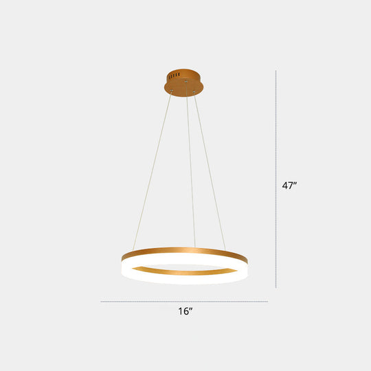 Gold Finish Led Acrylic Loop Ceiling Chandelier - Simple Style & Hanging Light For Dining Room 1 /