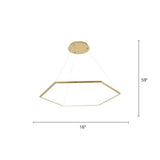 Minimalist Gold Hexagon Led Chandelier - Stainless Steel Suspension Lamp For Living Room 1 /