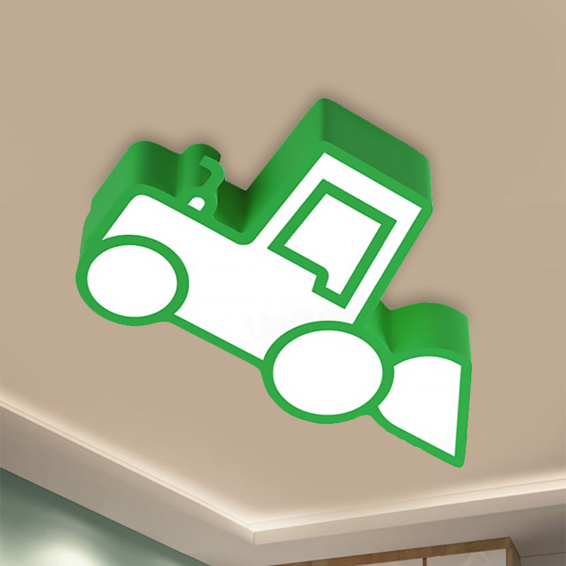 Cartoon Car Ceiling Light - Acrylic Flush Mount For Bedroom Green / Warm