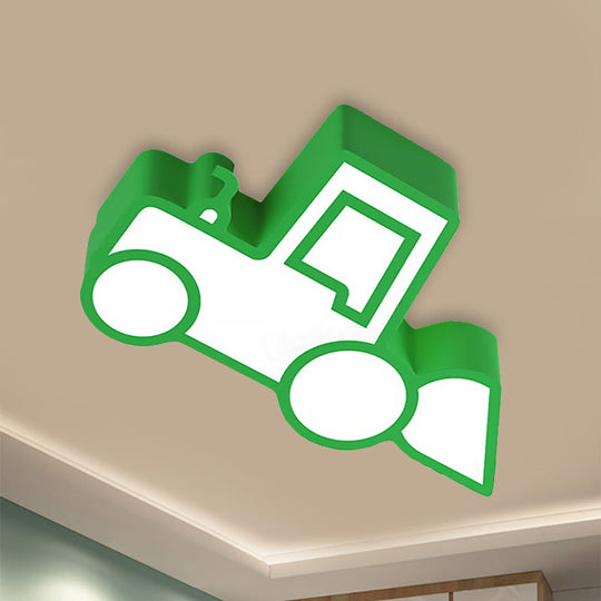 Cartoon Car Ceiling Light - Acrylic Flush Mount For Bedroom Green / Warm