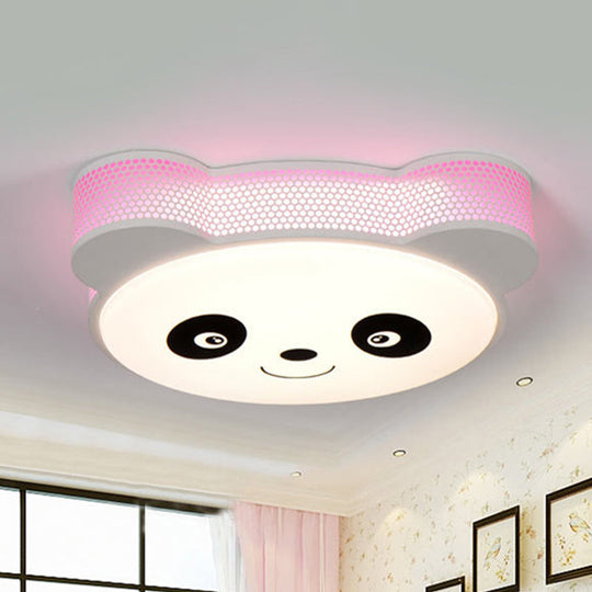 Kids’ Cartoon Panda Flush Mount Ceiling Light - Acrylic Fixture For Kindergarten