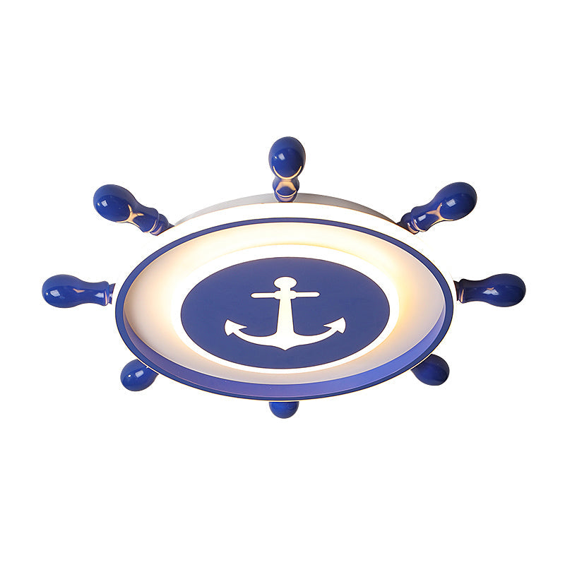 Acrylic Rudder Led Ceiling Light - Childrens Blue Flush Mount Fixture For Bedroom