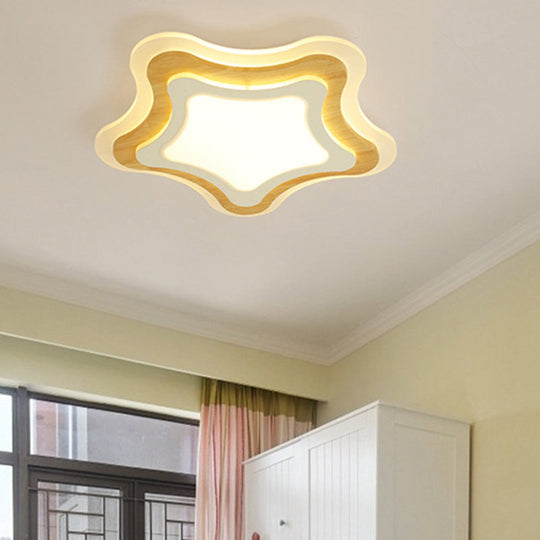 Nautical Acrylic Led Flush Mount Ceiling Light For Kids Room Wood / Third Gear Starfish