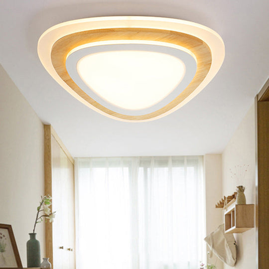 Nautical Acrylic Led Flush Mount Ceiling Light For Kids Room Wood / Natural Triangle