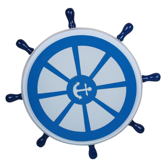 Blue Metal Flush Mount Led Ceiling Light For Boys Bedroom - Rudder Design Ideal Kids