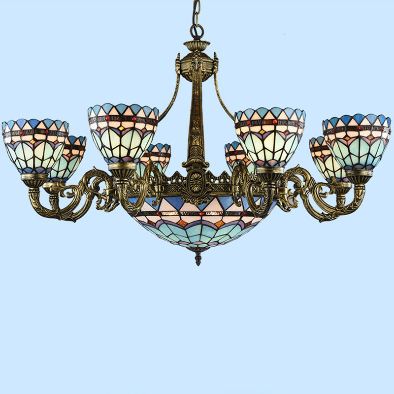 Handcrafted Stained Glass Chandelier With Bronze Finish - Perfect For Dining Room Ceiling 12 / Up