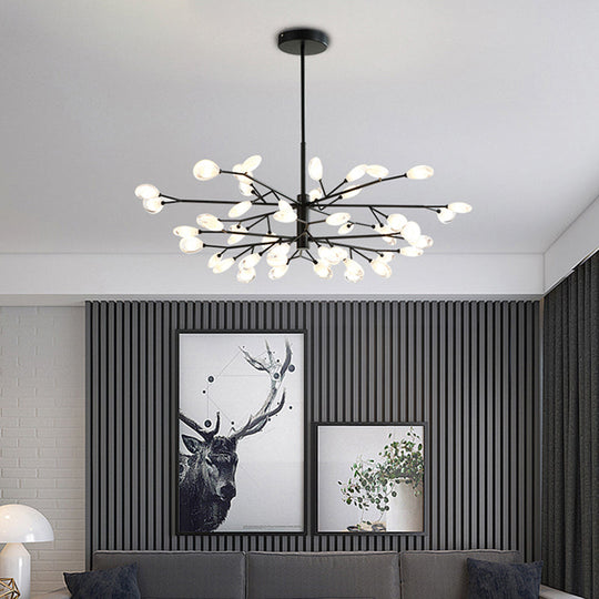 Contemporary Black Metal Chandelier Ceiling Hang Lamp - Perfect For Living Room