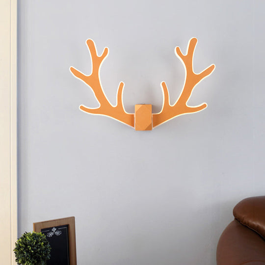 Deer Horn Led Wall Light - Decorative Metal Sconce Fixture Orange / Warm
