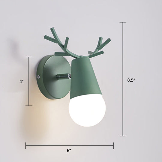 Minimalist Metal Wall Lamp With Pivot Joint - Antler Bedside Reading Sconce Fixture Green