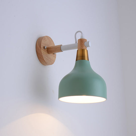Nordic Metal Reading Wall Light - Rotatable Pear-Shape Lamp For Bedroom Mounting Green
