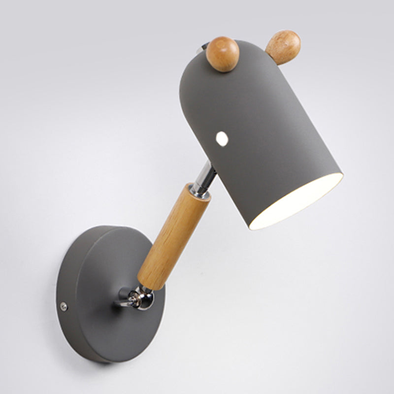 Nordic Deer Swing Arm Bedroom Wall Lamp With Metal Fixture And Bulb Grey