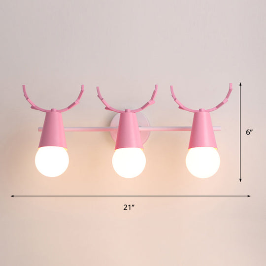 Nordic Metal Adjustable Wall Mount Vanity Light For Bedrooms With Deer Design 3 / Pink