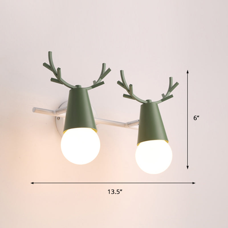 Nordic Metal Adjustable Wall Mount Vanity Light For Bedrooms With Deer Design 2 / Green